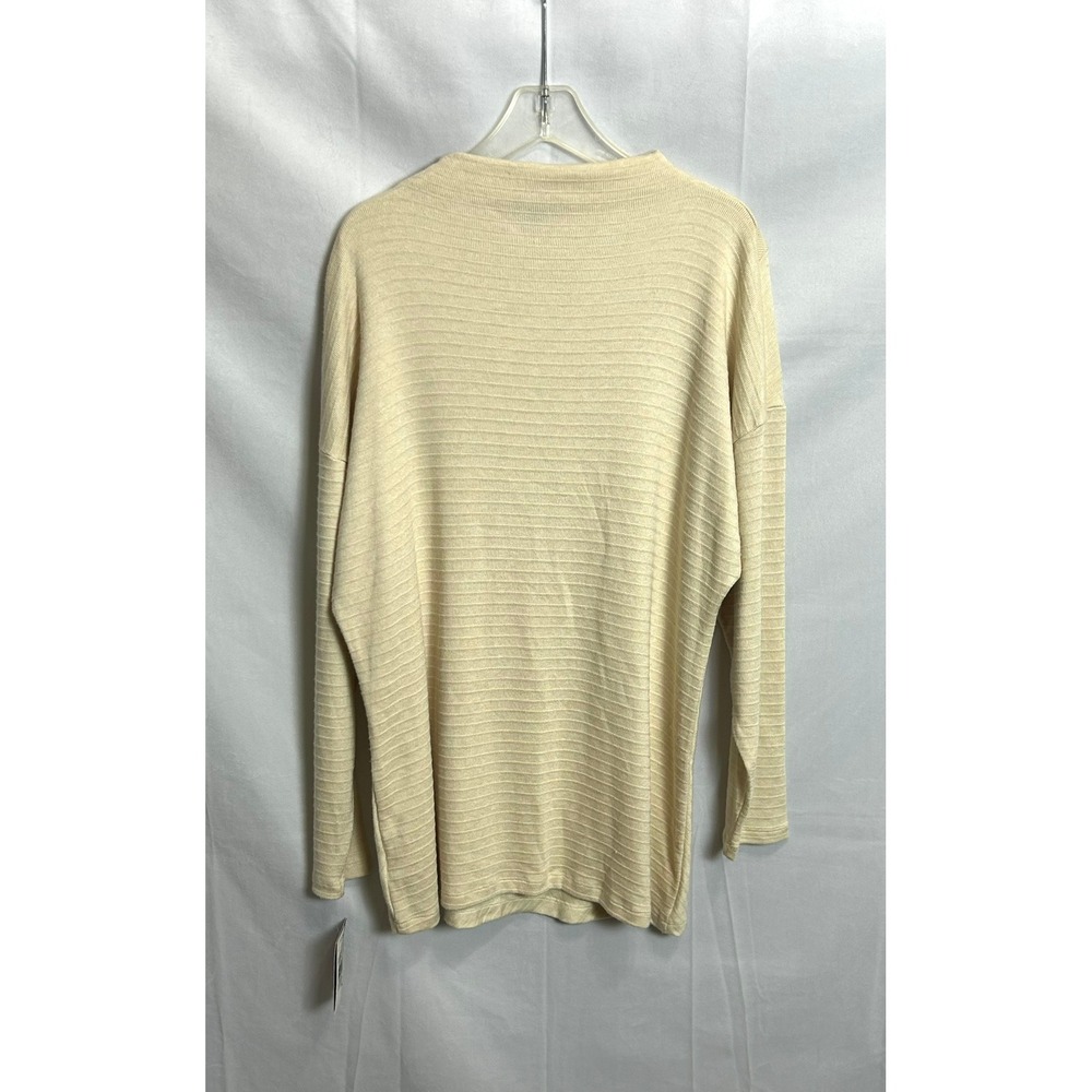 I.N. Studio Womens XL Cream Ribbed Mock Neck Diagonal Seam Tunic Top 0437L01 - Picture 7 of 8